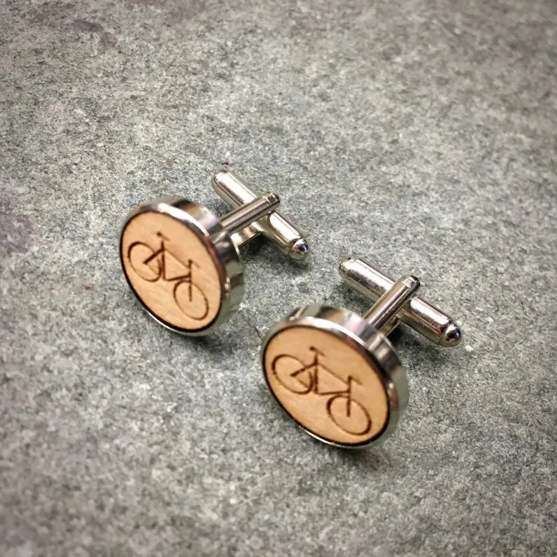 Wooden Disc Bike Cufflinks-1